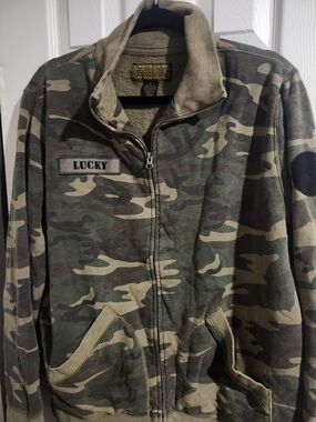 Lucky Brand Men's Camo Field Zip Jacket in Green and Tan